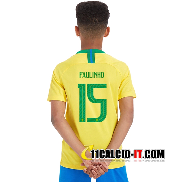 Nuove Prima Maglia Calcio Brasile Bambino (PAULINHO 15 ...