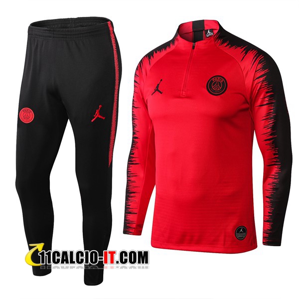 Nuove Tuta Calcio Jordan PSG Rosso Nero 2018 19 Tailandia