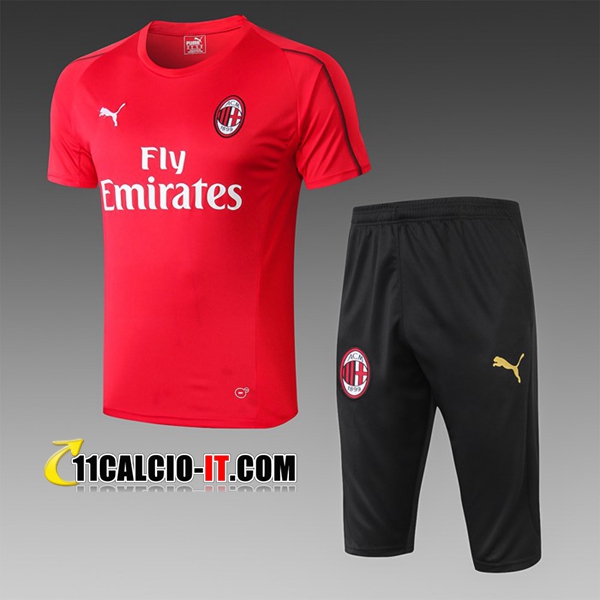 Nuove Pre-partita T Shirt Allenamento AC Milan Pantaloni 3/4 ...