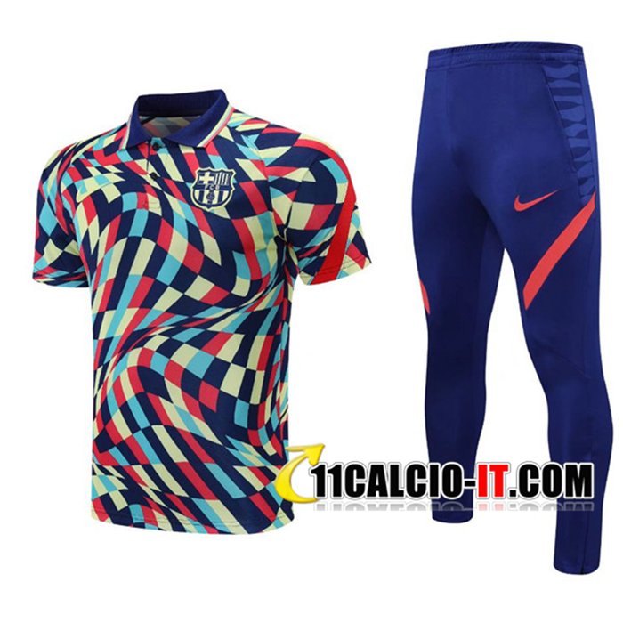 Collezione Kit Maglia Polo FC Barcellona Pantaloni Blu/Rosso ...