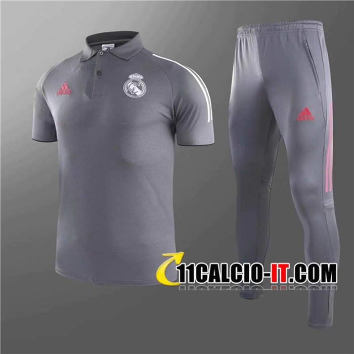 Acquistare Kit Maglia Polo Real Madrid Pantaloni Grigio 2020/2021