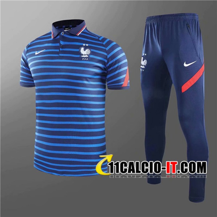 Shop Kit Maglia Polo Francia Pantaloni Blu 2020/2021