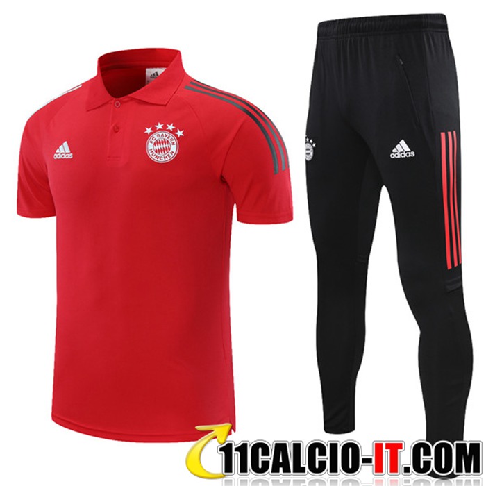 Collezione Kit Maglia Polo Bayern Monaco Pantaloni Rosso 2021/2022