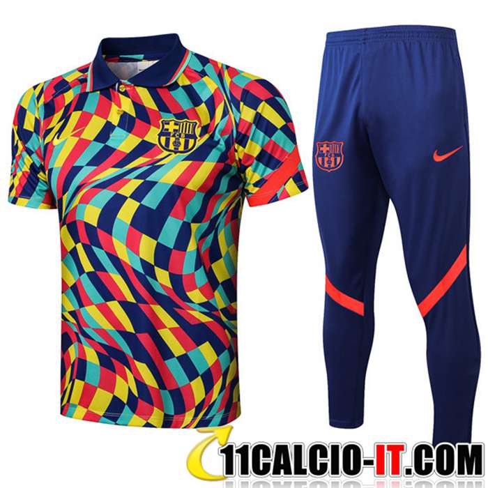 Shop Kit Maglia Polo FC Barcellona Pantaloni Giallo/Blu 2021/2022
