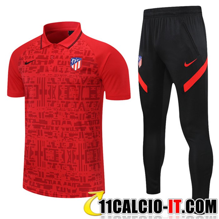 Ingrosso Kit Maglia Polo Atletico Madrid Pantaloni Rosso 2021/2022