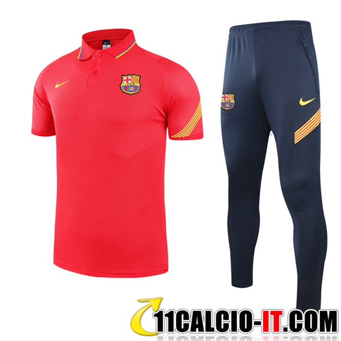 Crea Kit Maglia Polo FC Barcellona Pantaloni Rosso 2021/2022