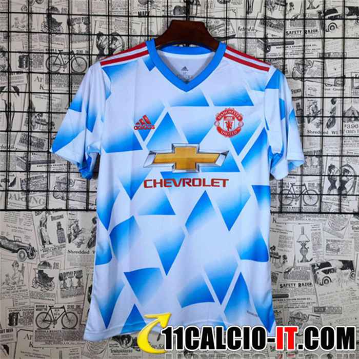Siti Per T Shirt Allenamento Manchester United Bianca/Blu 2021/2022