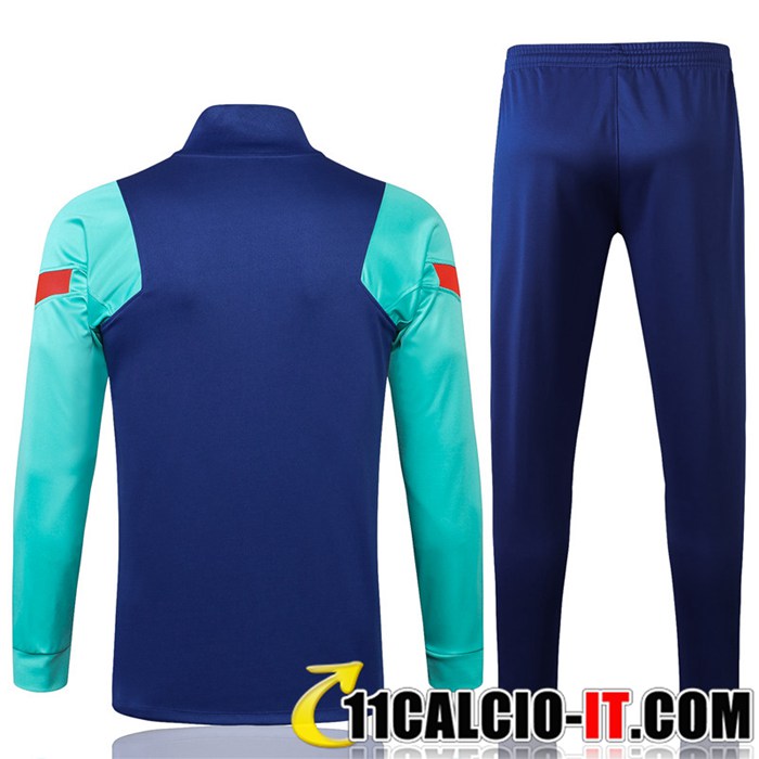 Shop Insieme Tuta Calcio - Giacca FC Barcellona Blu/Verde 2021/2022