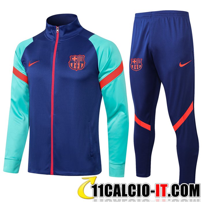 Shop Insieme Tuta Calcio - Giacca FC Barcellona Blu/Verde 2021 ...