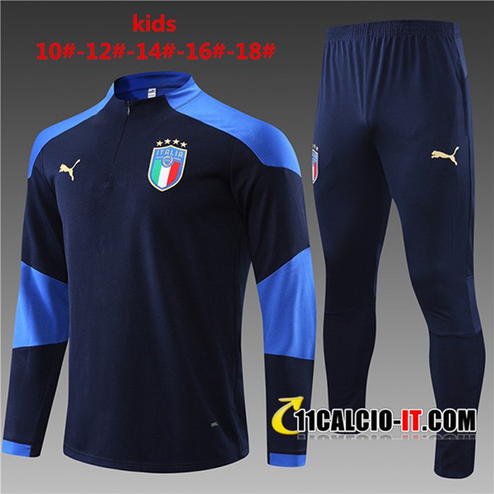 Personalizzare Insieme Tuta Calcio Italia Bambino Blu Navy 2021/2022