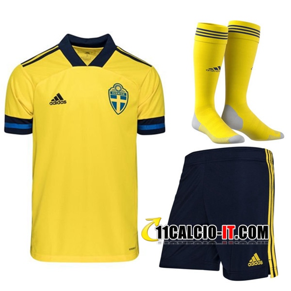 Kit Maglia Calcio Svezia Prima (Pantaloncini Calzettoni) 2020/2021