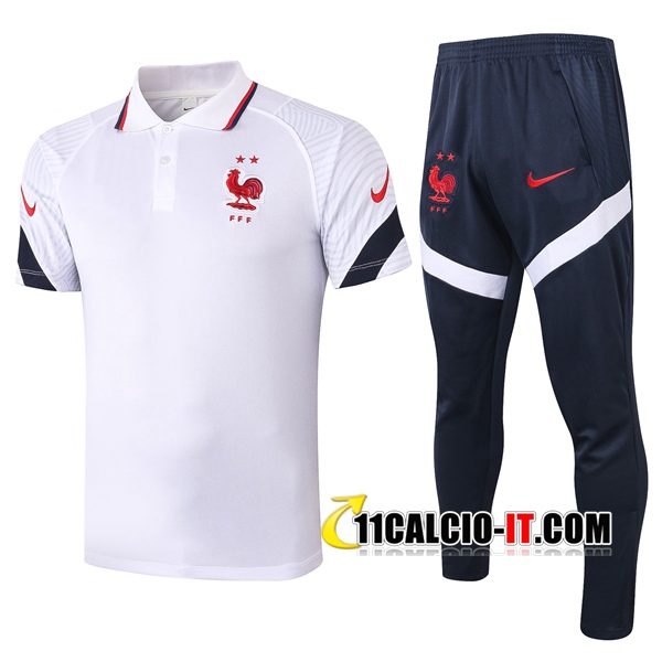 Nuove Kit Maglia Polo Francia Pantaloni Bianco 2020/21 | Tailandia