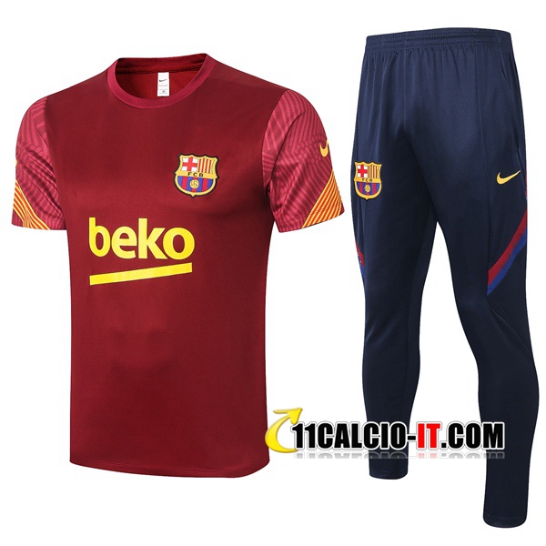 Nuove Kit Maglia Allenamento FC Barcellona Pantaloni Rosso 2020 ...