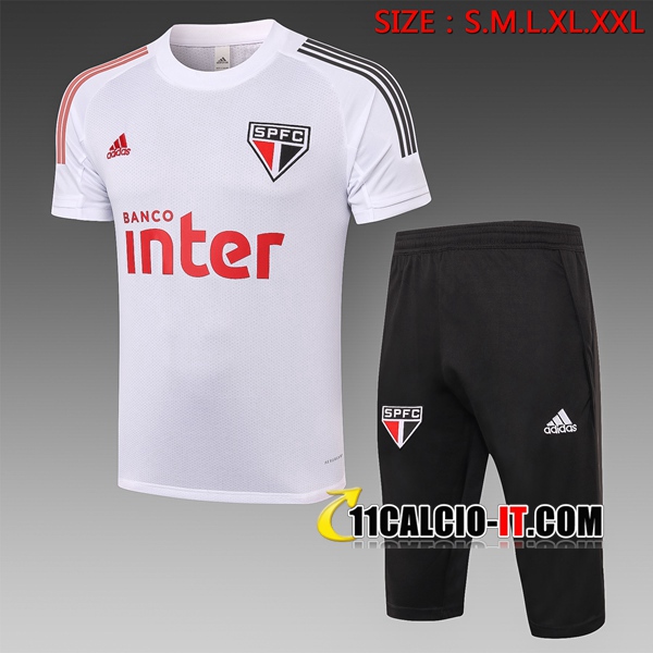 Nuove Kit Maglia Allenamento Sao Paulo FC Pantaloni 3/4 Bianco ...
