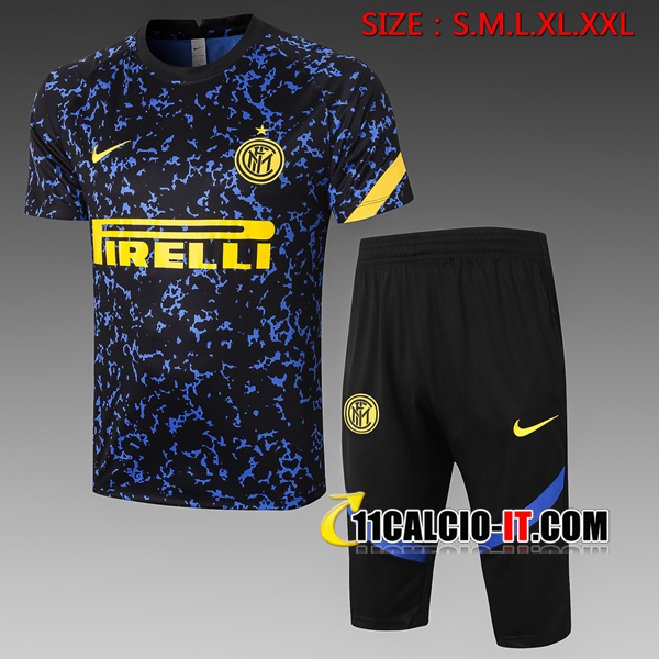 Nuove Kit Maglia Allenamento Inter Milan Pantaloni 3/4 Blu 2020 ...