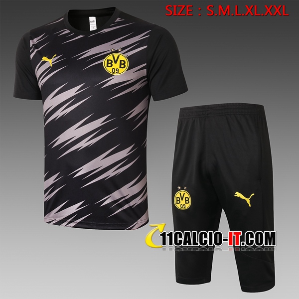 Nuove Kit T Shirt Allenamento Dortmund BVB Pantaloni 3/4 Nero ...