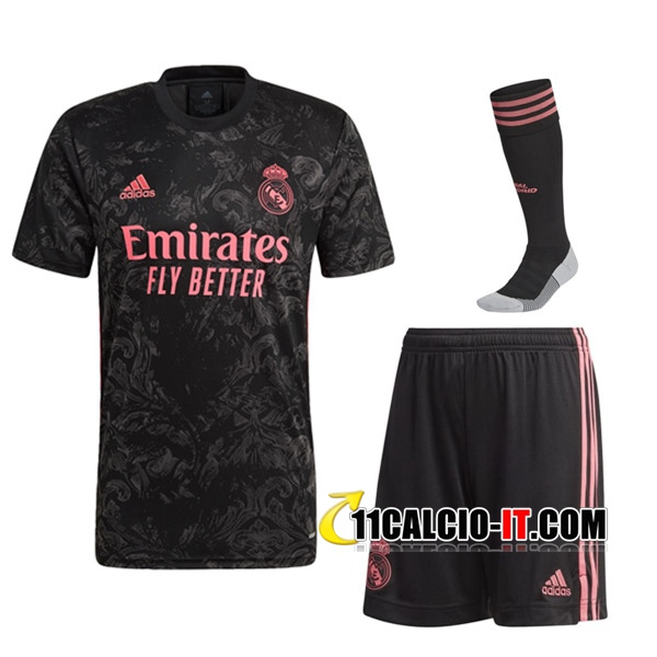 riproduzione autorizzata Maglia e pantaloni per bambini Champions City Kit Real Madrid Giocatori stagione 2020/2021 
