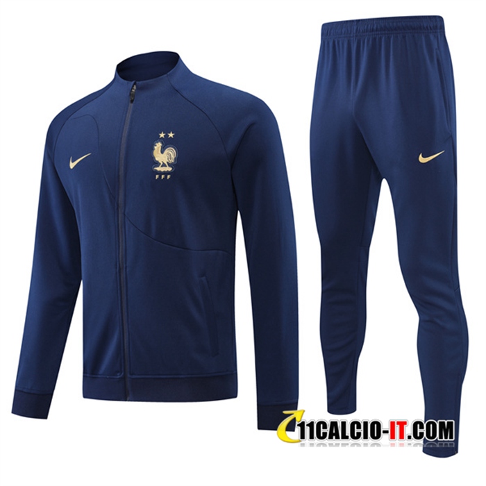 Tuta Francia Calcio 2 Stelle Bambino - Felpa Con Cappuccio Cotone/Poliestere