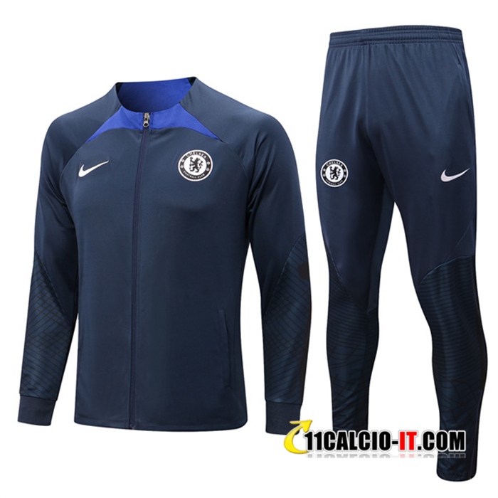 Collezionisti Insieme Tuta Calcio Giacca FC Chelsea Nero/Blu 2022/2023