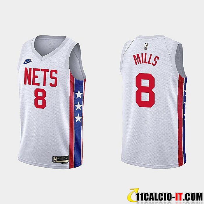 Offerta Maglia Brooklyn Nets (MILLS 8) 2022/23 Bianco