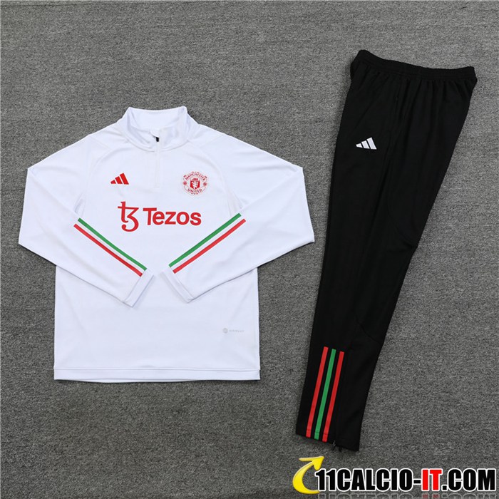 Comprare Insieme Tuta Calcio Manchester United Bianco 2023/2025
